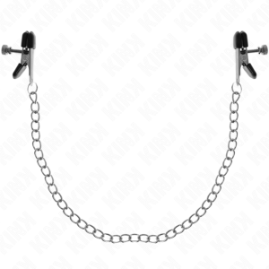 KINK - PINZAS PARA PEZONES PLANAS NEGRO CON CADENA PLATEADO 34 CM