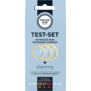MISTER SIZE - TEST SET 3 PRESERVATIVOS DIFERENTES TALLAS + CINTA MÉTRICA