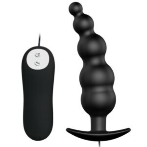 PRETTY LOVE - PLUG ANAL SILICONA ESTIMULACIÓN EXTRA Y 12 MODOS VIBRACIÓN NEGRO CONTROL REMOTO